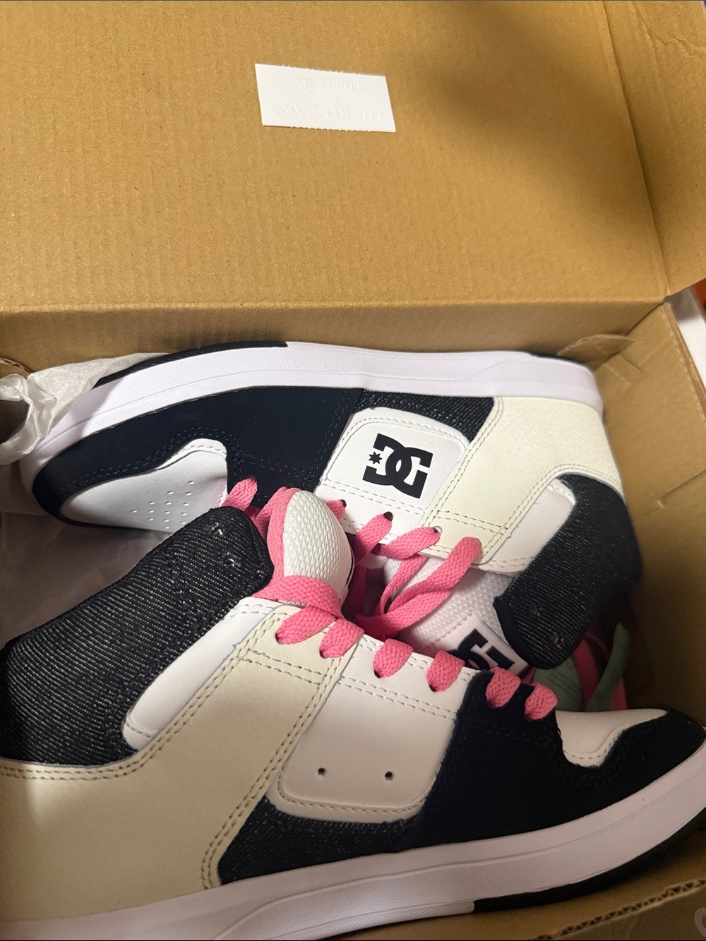 DC Kids Skate Sneakers in Black, White & Pink